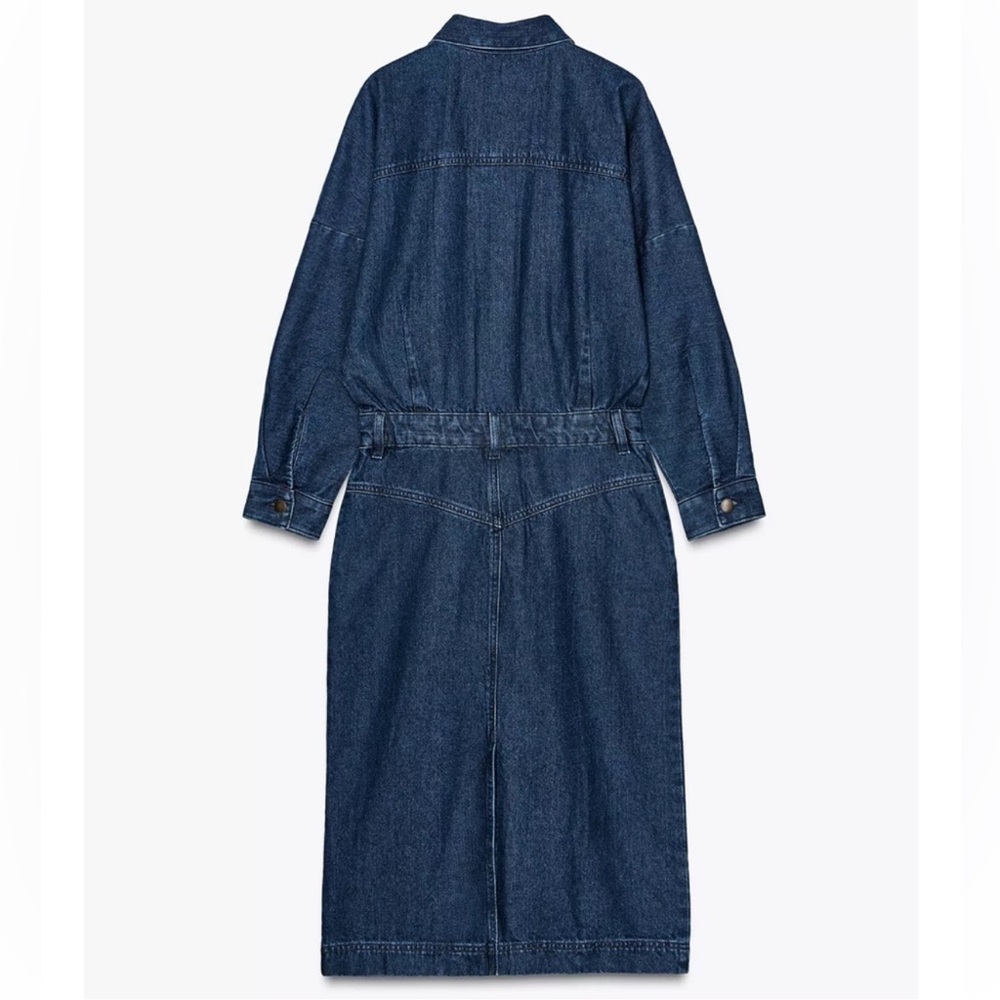 ZARA BLOGGERS FAV DENIM MIDI DRESS - Picture 5 of 6